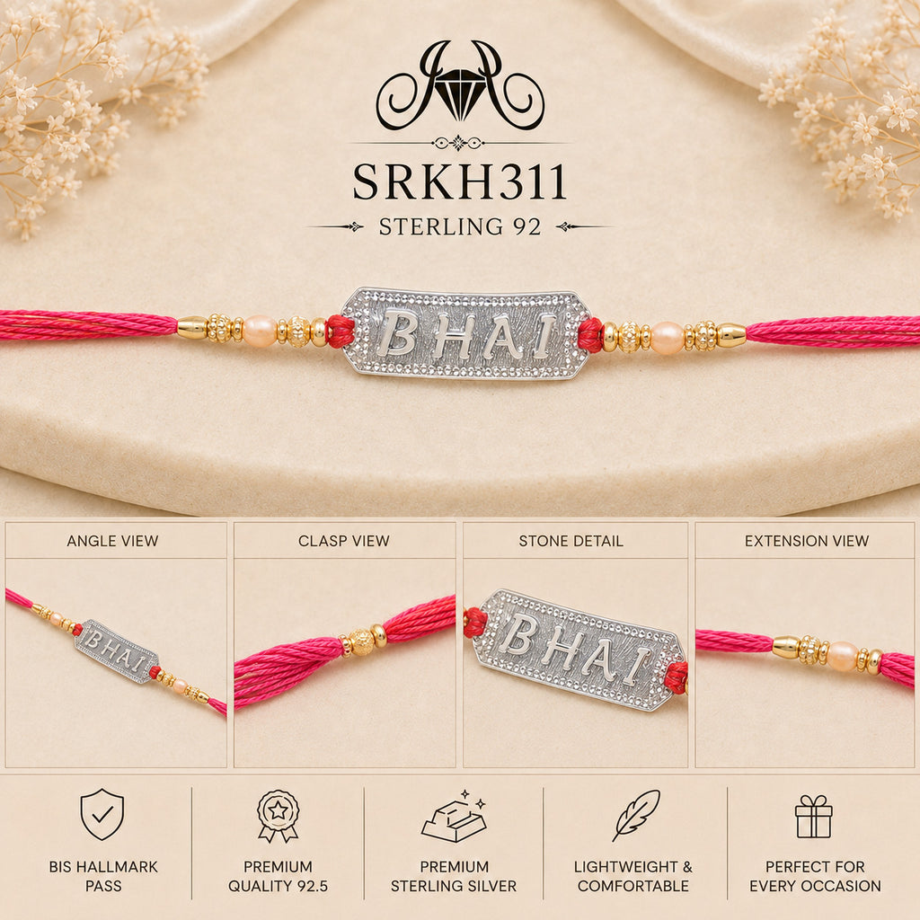 SRKH311 premium sterling silver Rakhi detail views