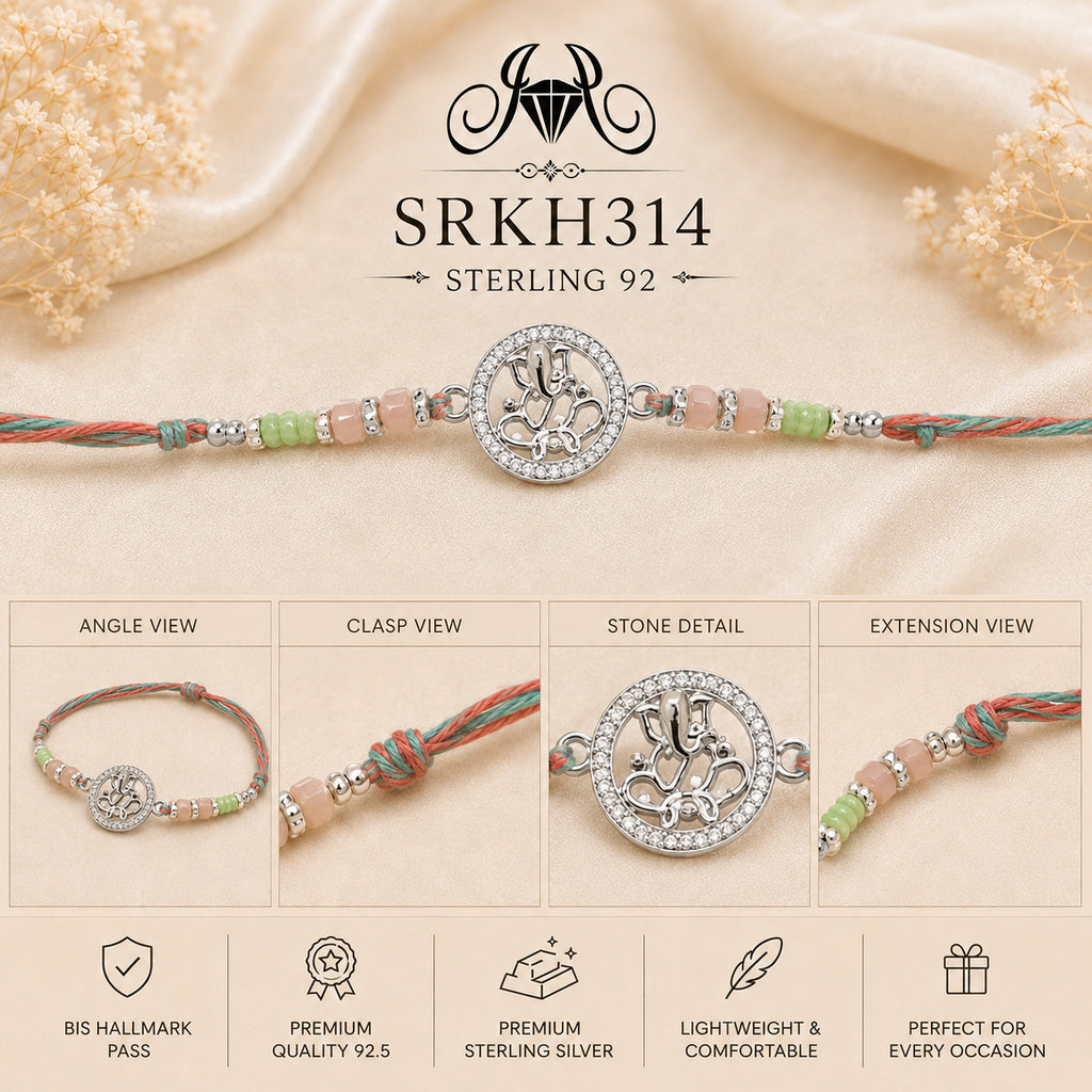 SRKH314 premium sterling silver Rakhi detail views