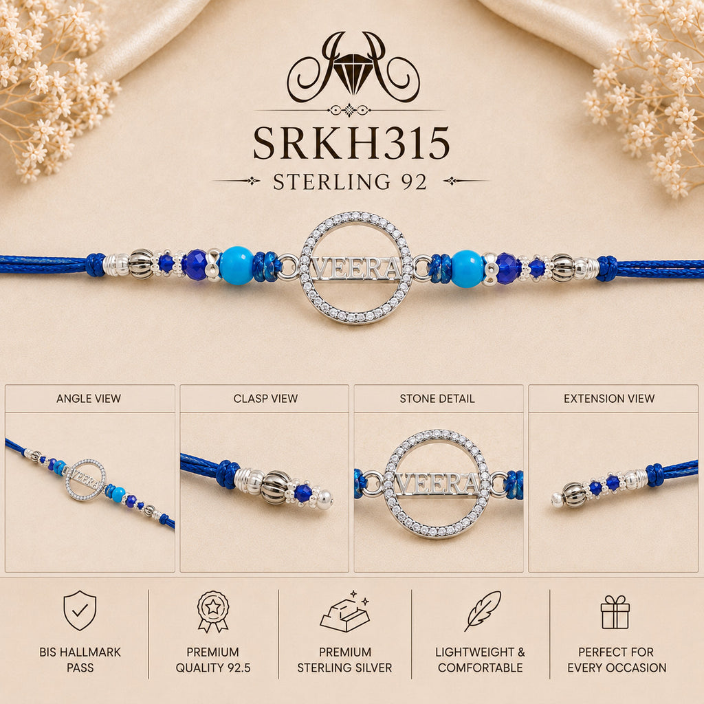 SRKH315 premium sterling silver Rakhi detail views