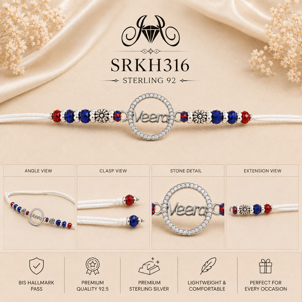 SRKH316 premium sterling silver Rakhi detail views