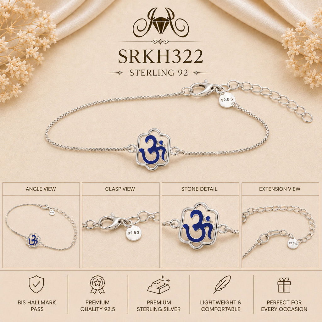 SRKH322 premium sterling silver Rakhi detail views