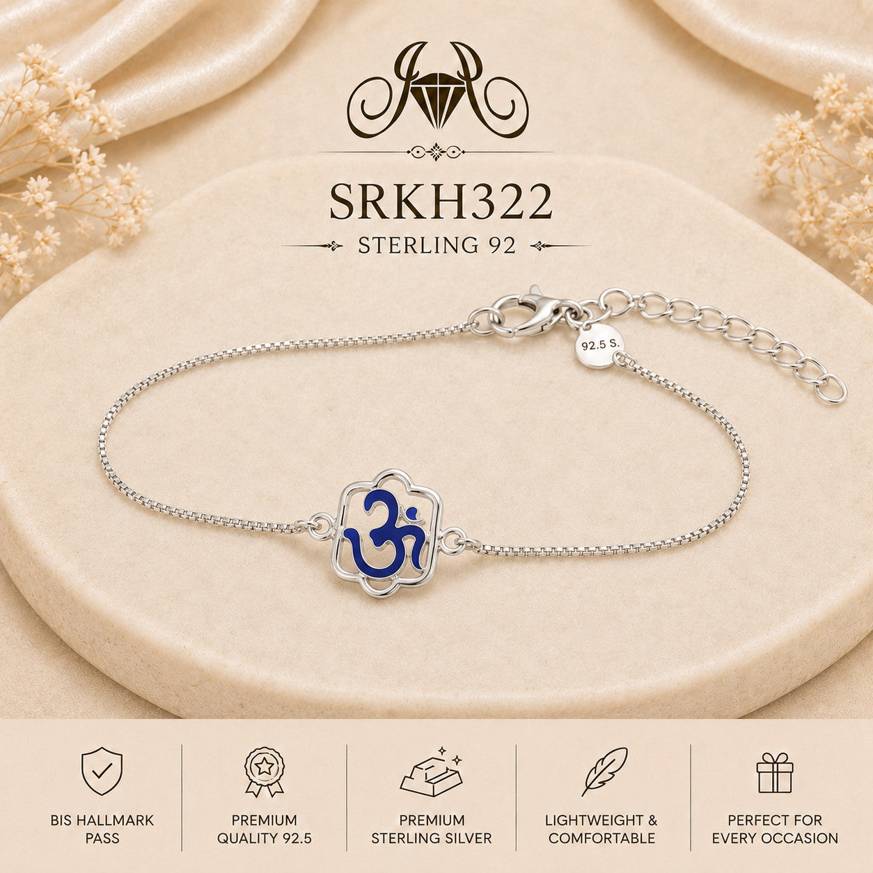 SRKH322 premium sterling silver Rakhi product view