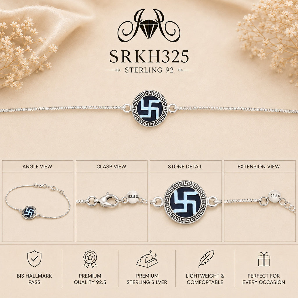 SRKH325 premium sterling silver Rakhi detail views