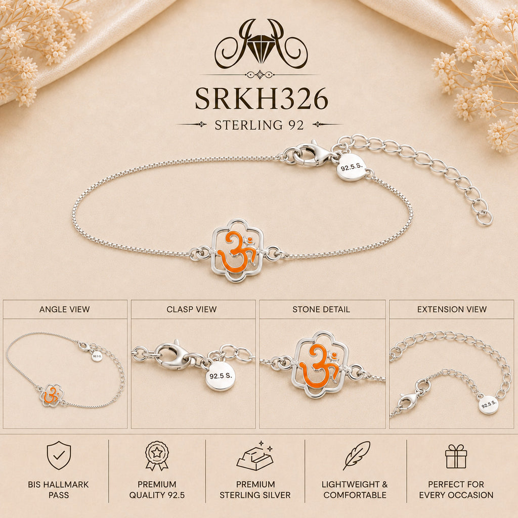 SRKH326 premium sterling silver Rakhi detail views