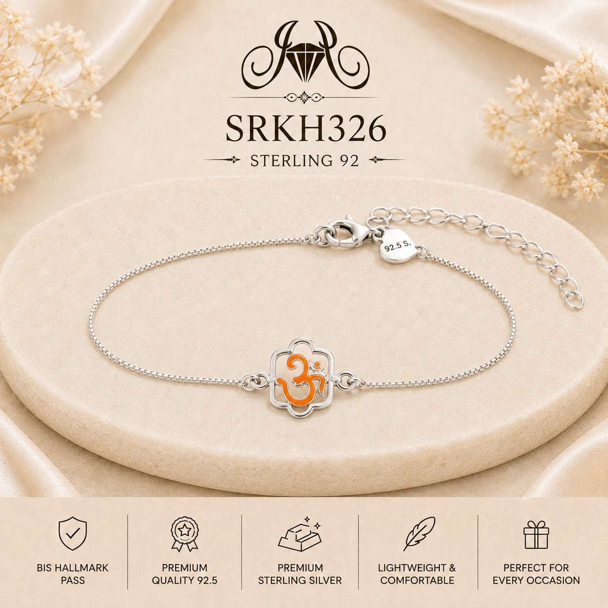 SRKH326 premium sterling silver Rakhi product view