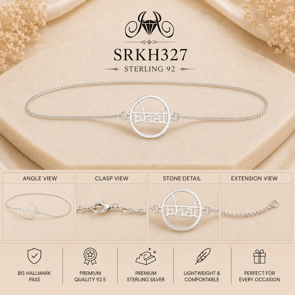 SRKH327 premium sterling silver Rakhi detail views