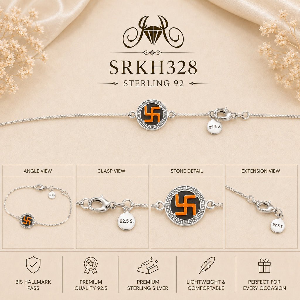 SRKH328 premium sterling silver Rakhi detail views