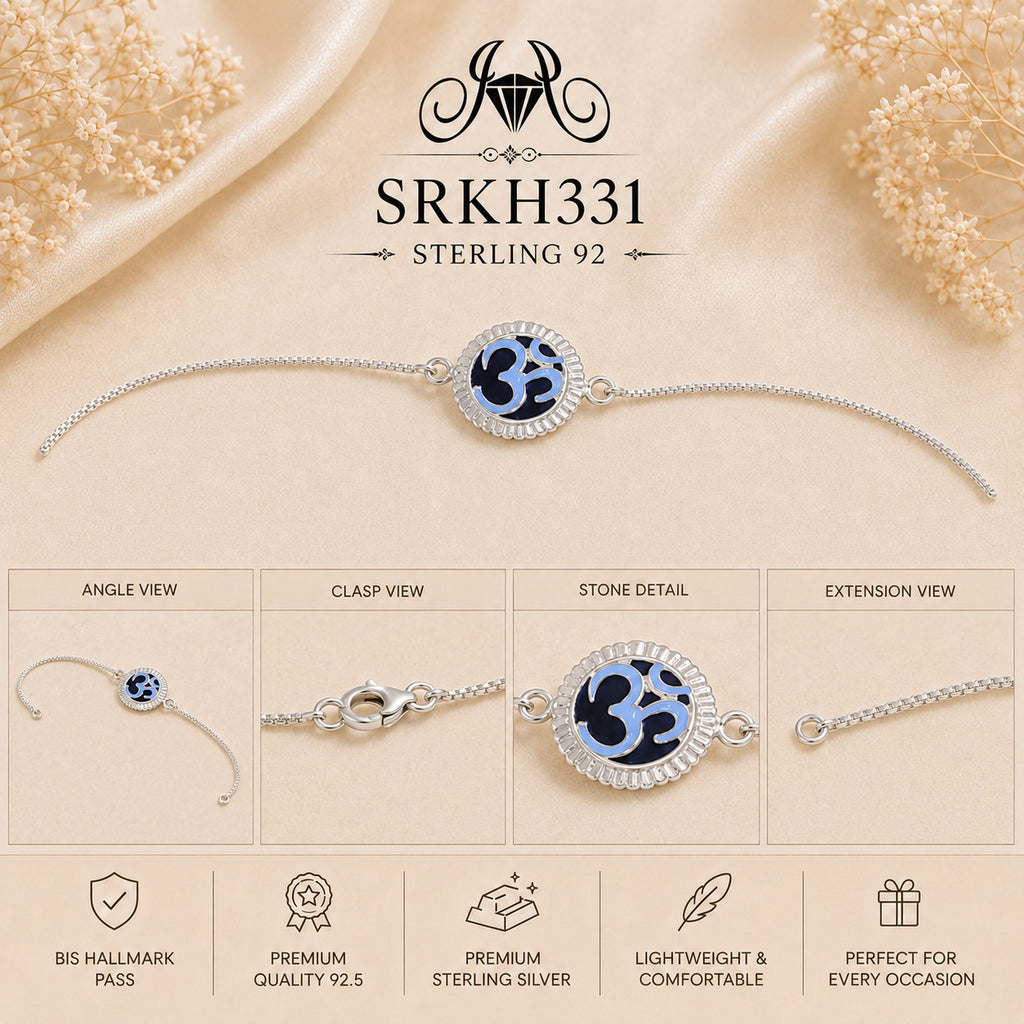 SRKH331 premium sterling silver Rakhi detail views