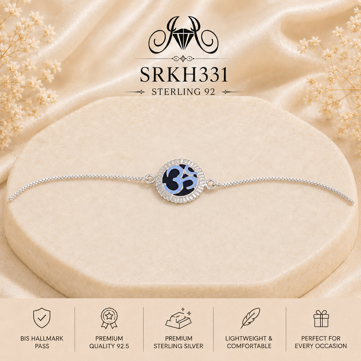 SRKH331 premium sterling silver Rakhi product view