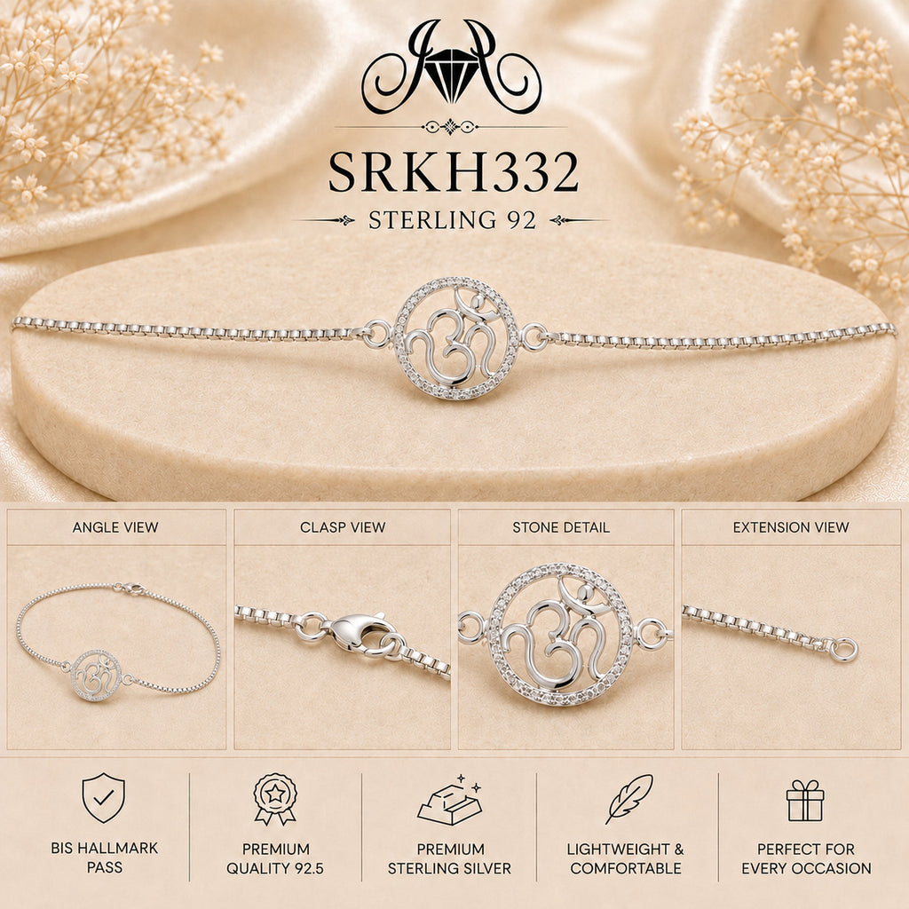 SRKH332 premium sterling silver Rakhi detail views