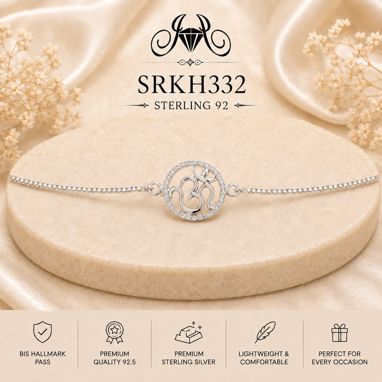 SRKH332 premium sterling silver Rakhi product view