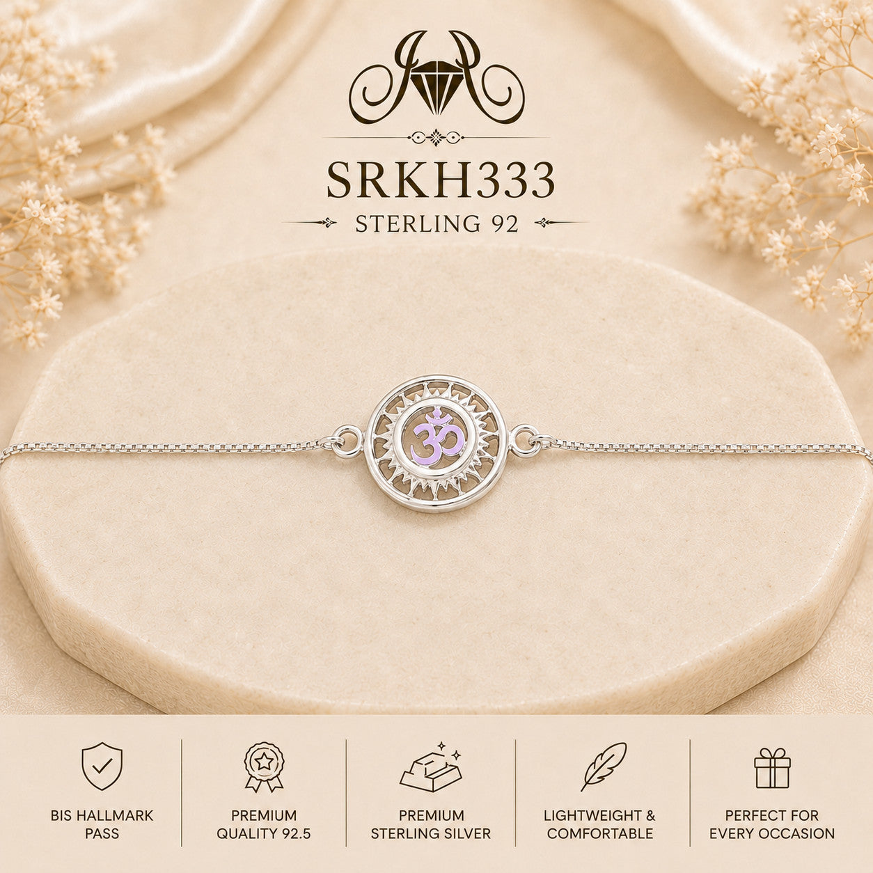 SRKH333 premium sterling silver Rakhi product view