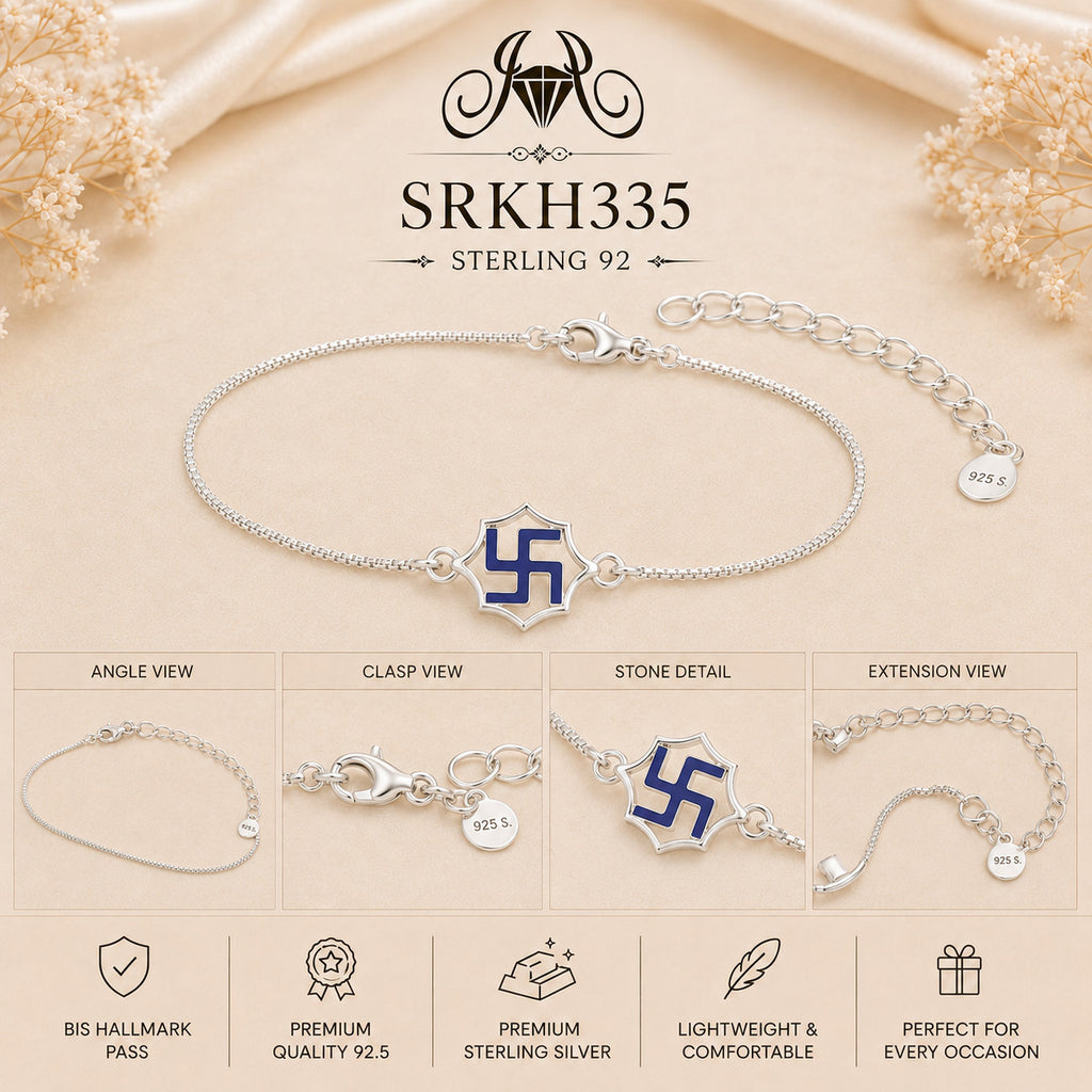 SRKH335 premium sterling silver Rakhi detail views
