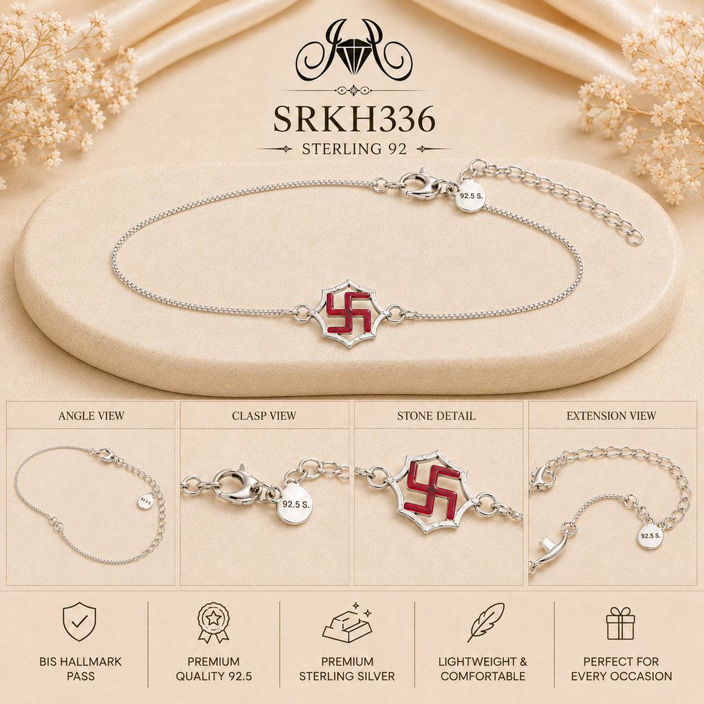 SRKH336 premium sterling silver Rakhi detail views