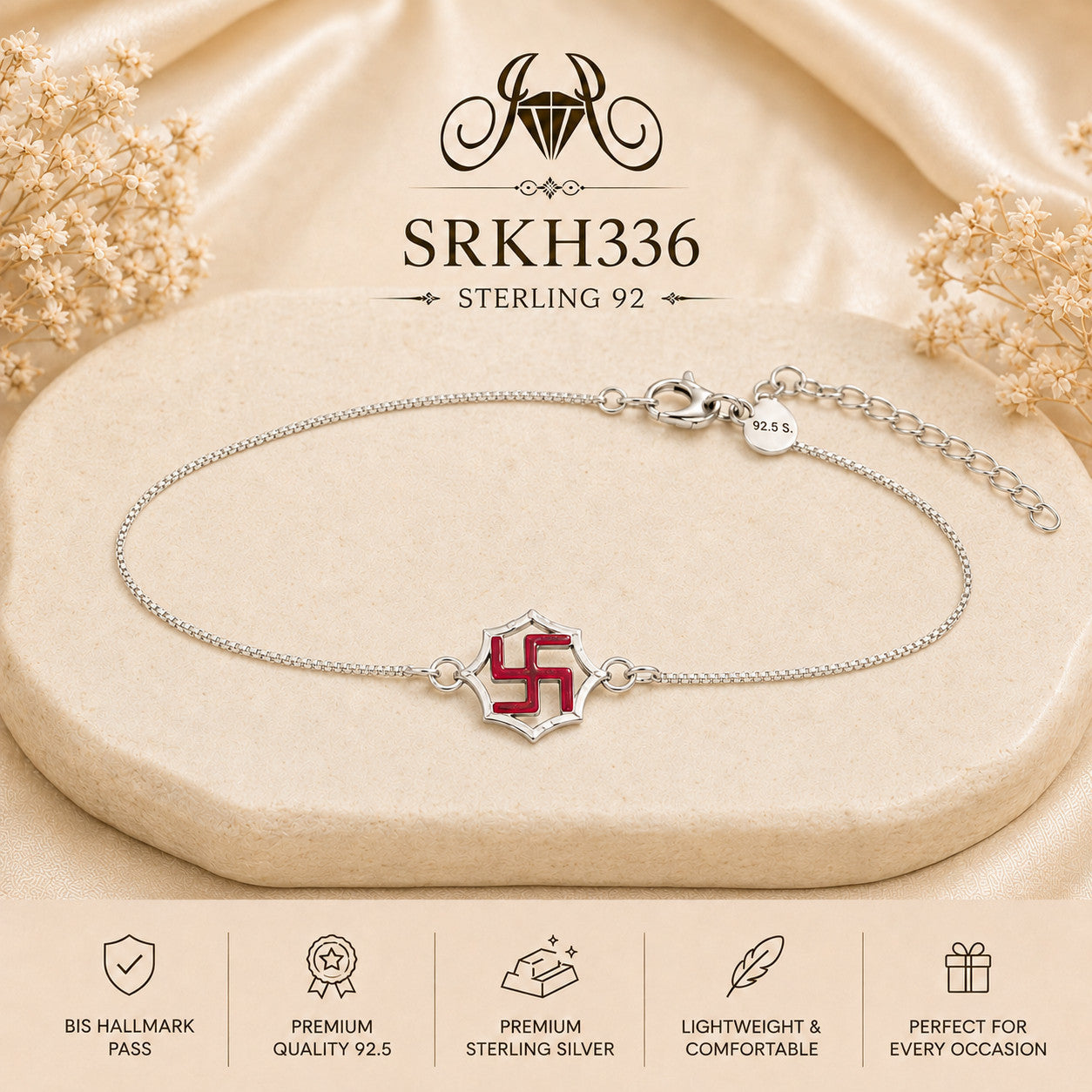SRKH336 premium sterling silver Rakhi product view