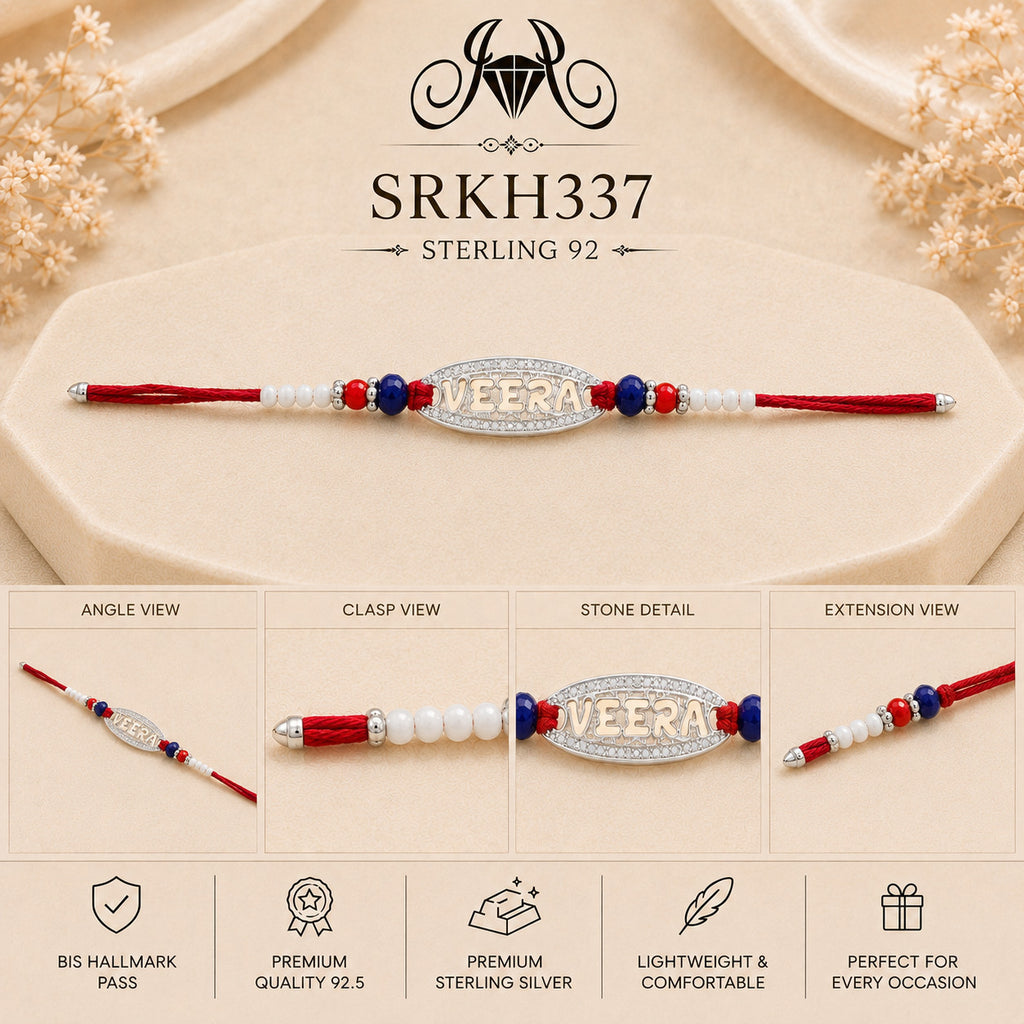 SRKH337 premium sterling silver Rakhi detail views