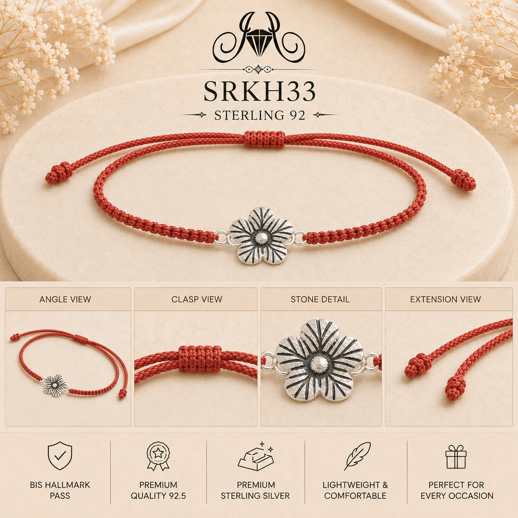 SRKH33 premium sterling silver Rakhi detail views