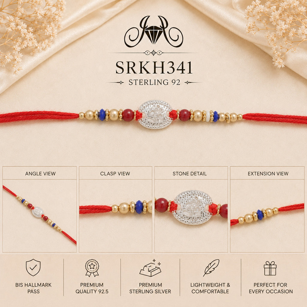 SRKH341 premium sterling silver Rakhi detail views