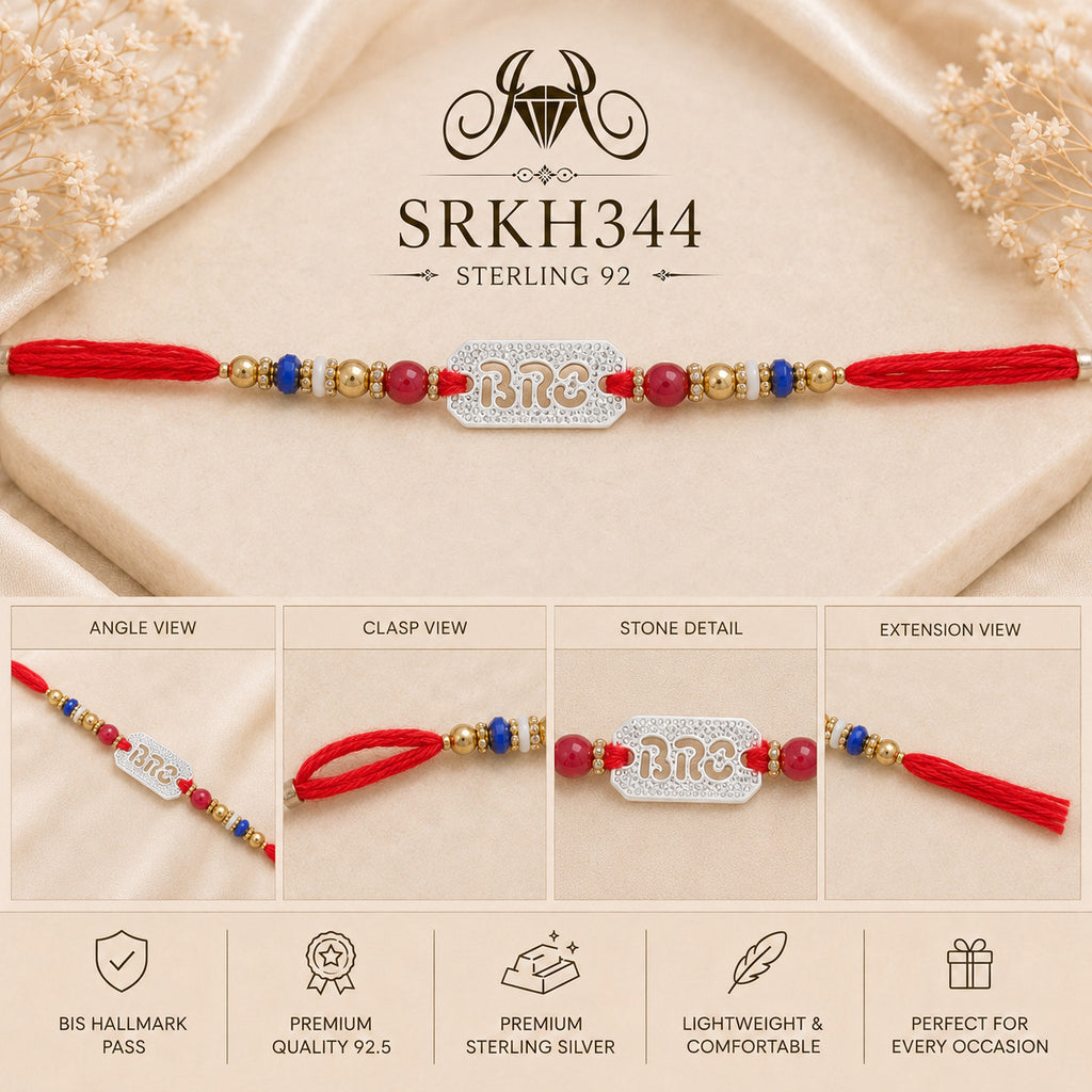 SRKH344 premium sterling silver Rakhi detail views