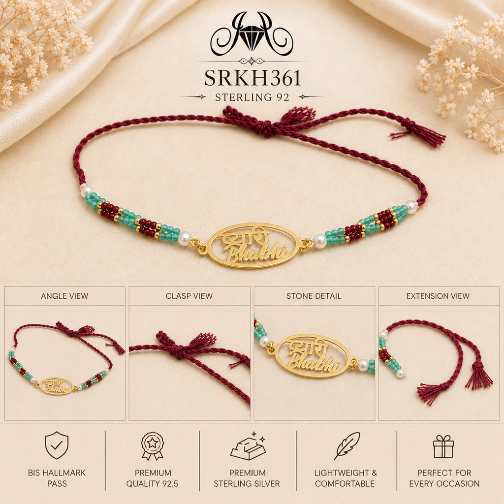 SRKH361 sterling silver rakhi detail views