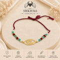 SRKH361 Rakhi script sterling silver rakhi front view