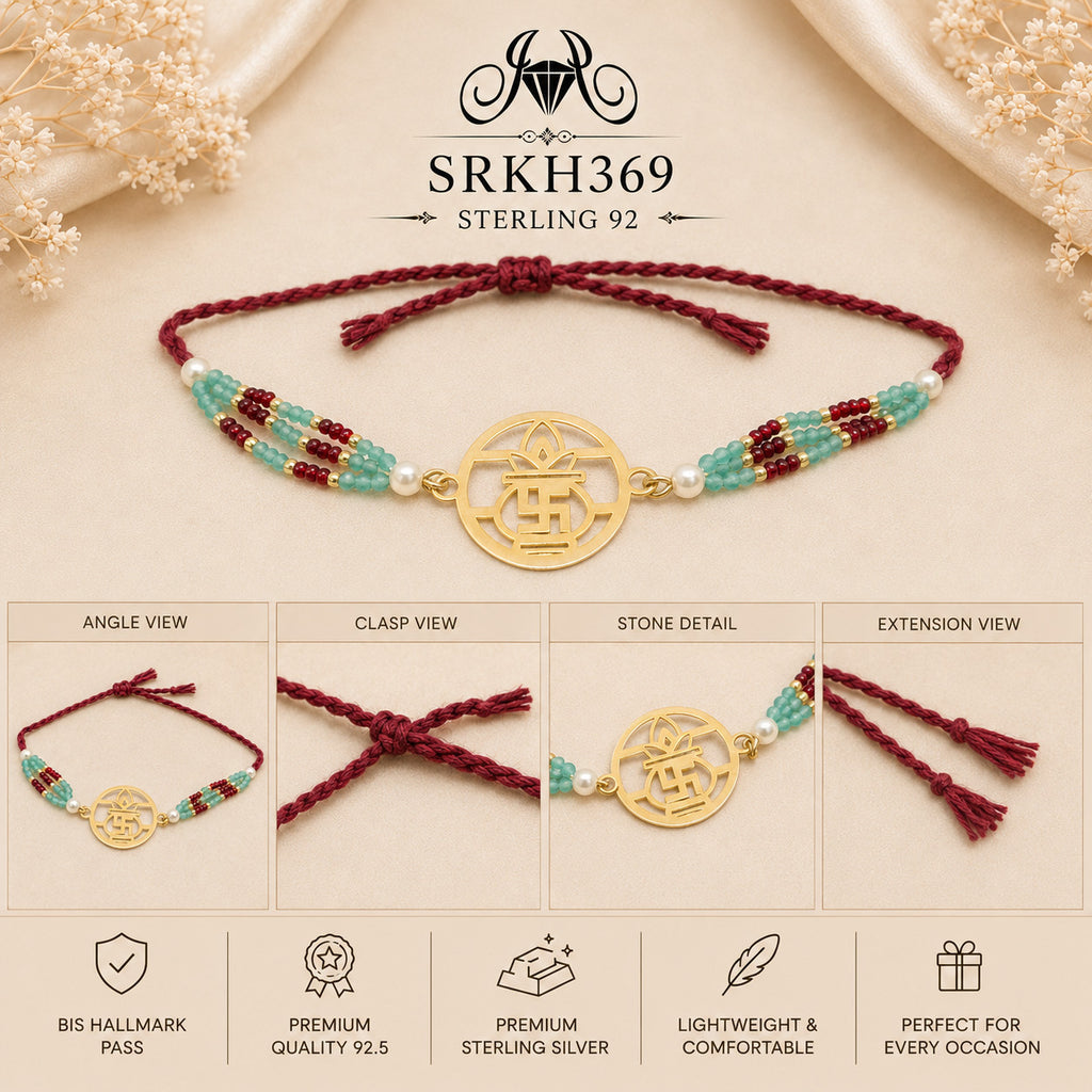 SRKH369 sterling silver rakhi detail views