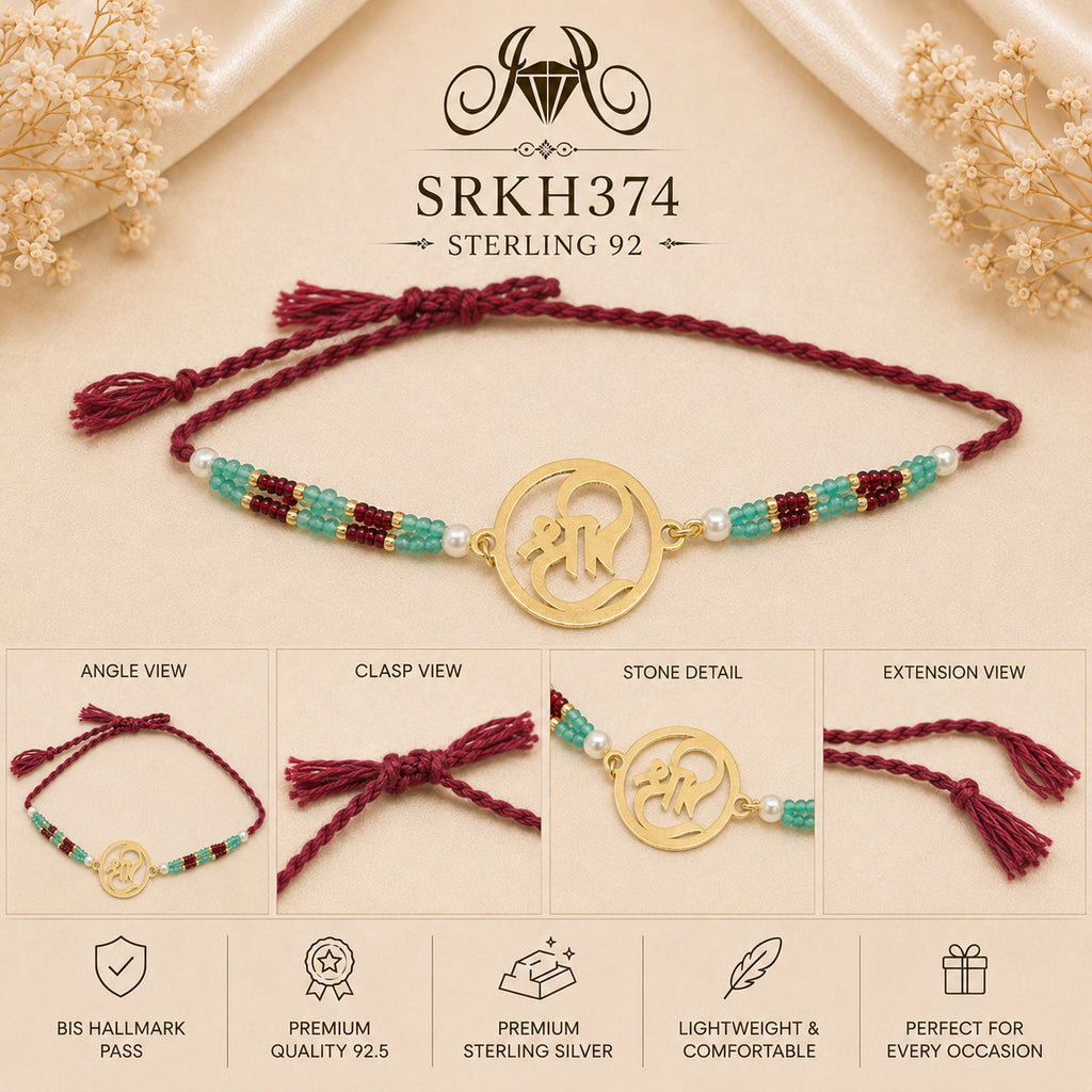 SRKH374 sterling silver rakhi detail views