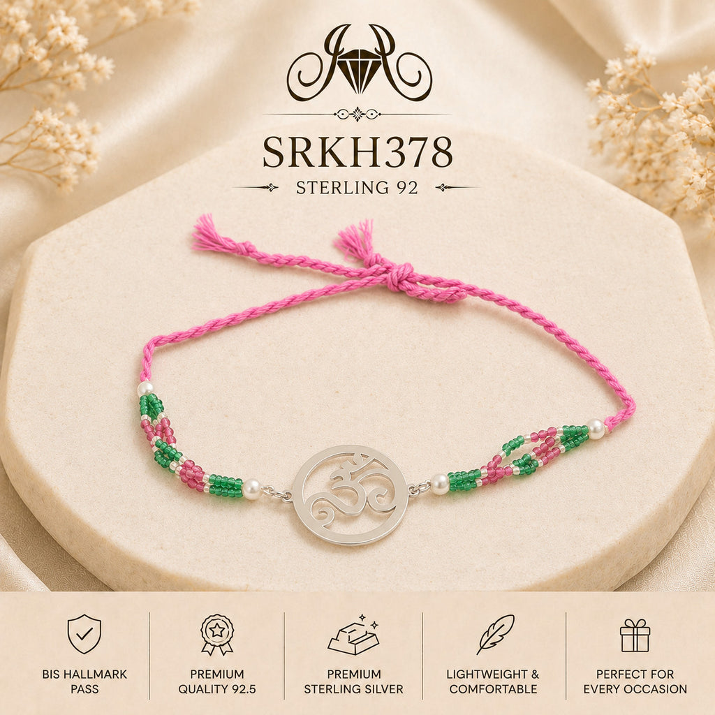 SRKH378 Om sterling silver rakhi front view
