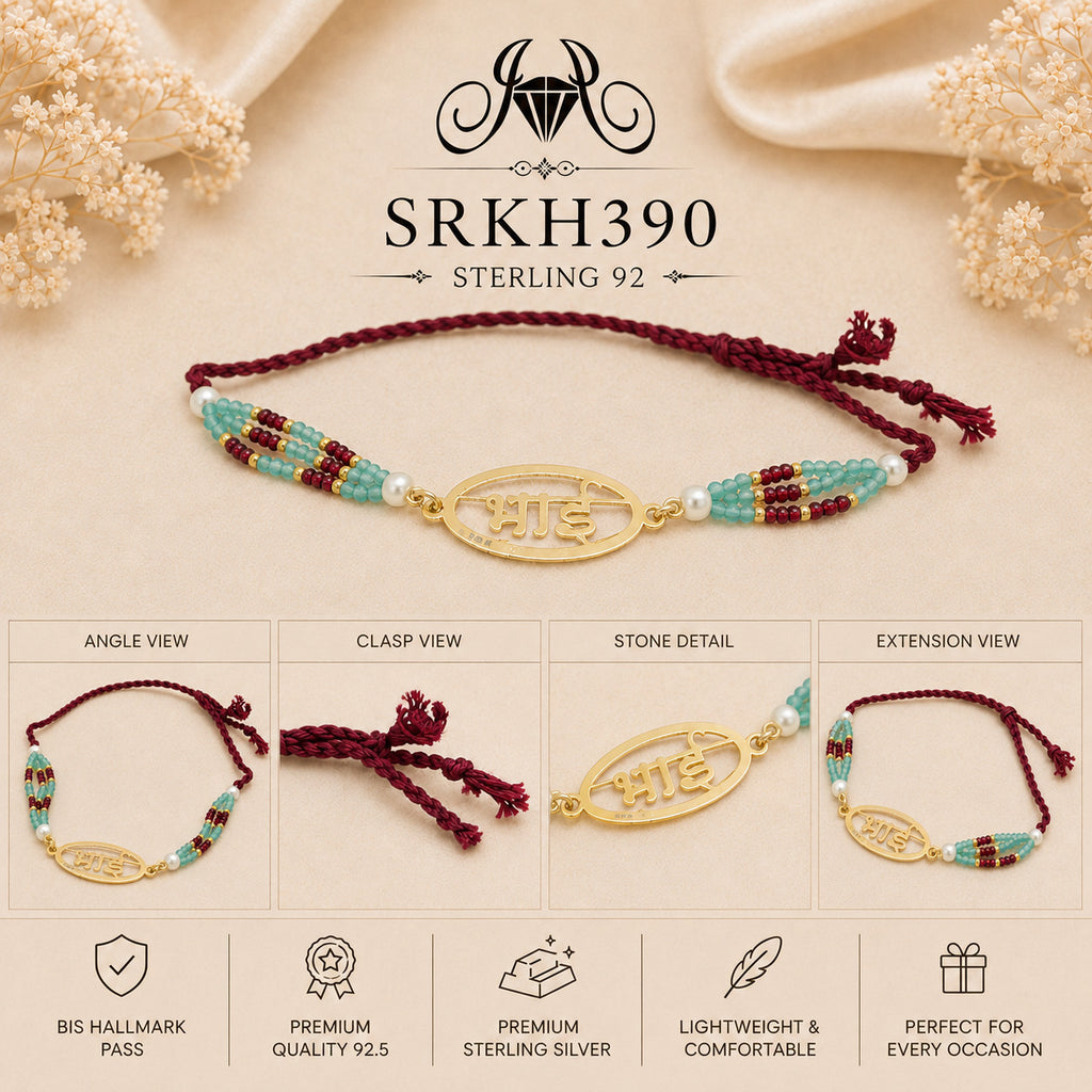 SRKH390 sterling silver rakhi detail views