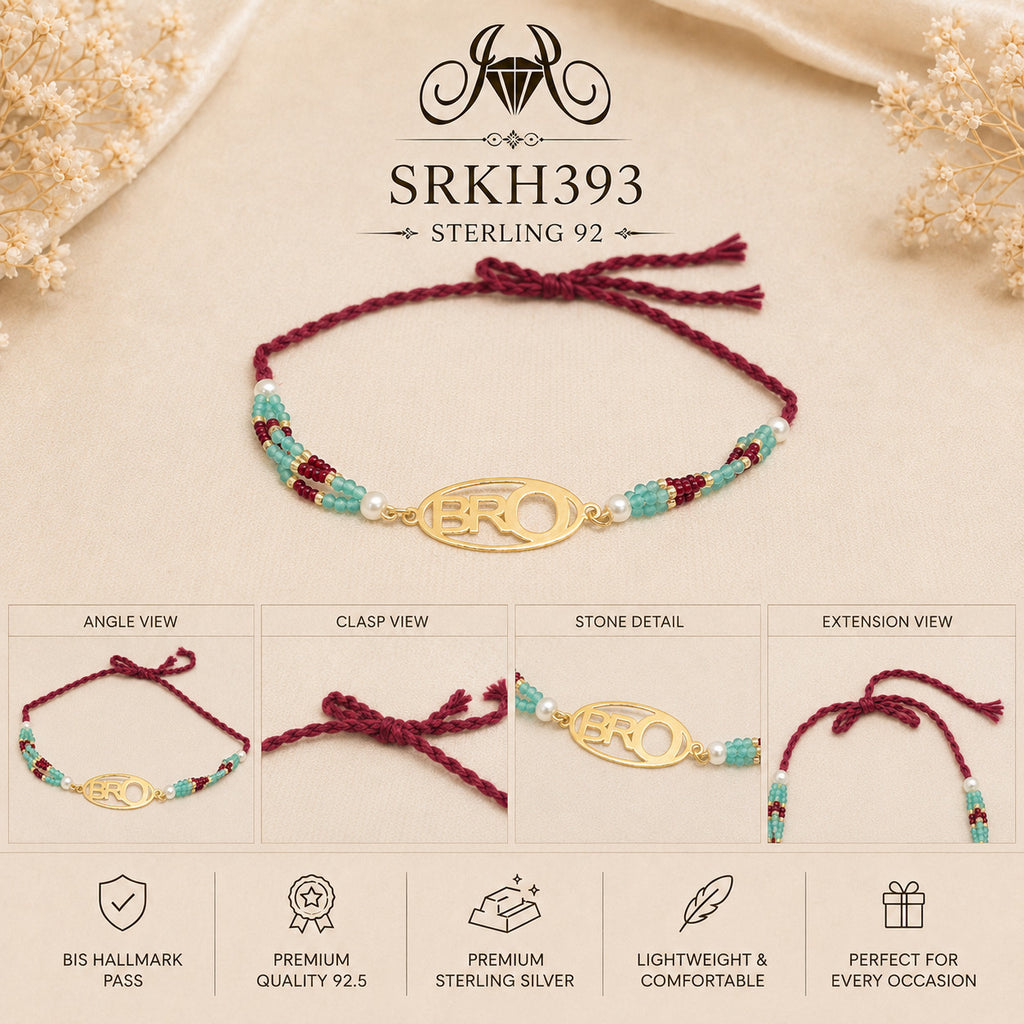 SRKH393 sterling silver rakhi detail views