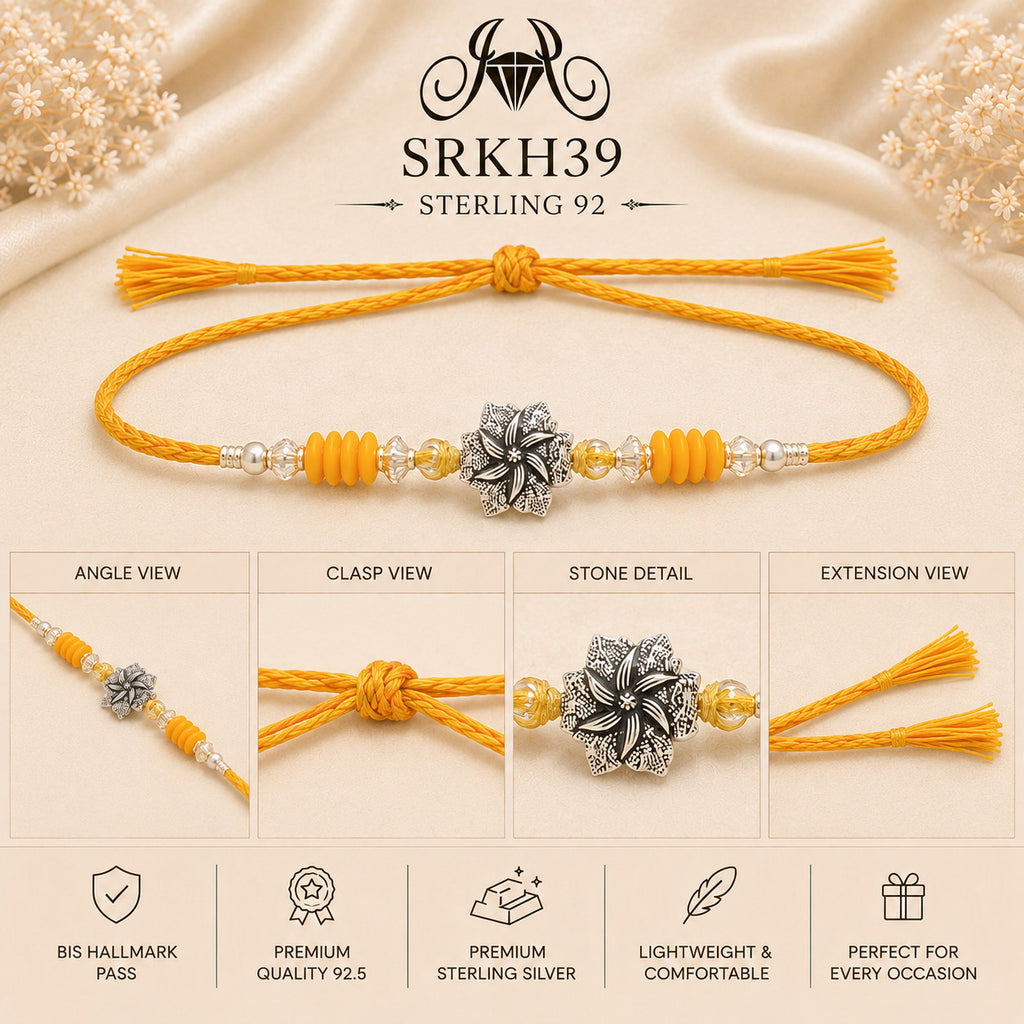 SRKH39 premium sterling silver Rakhi detail views