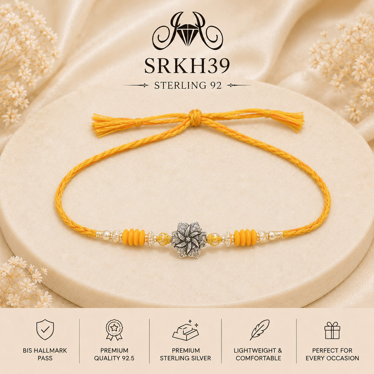 SRKH39 premium sterling silver Rakhi product view