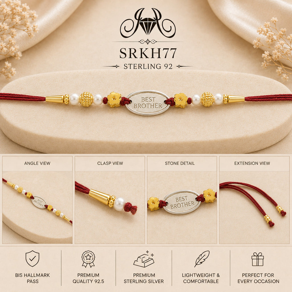 SRKH77 premium sterling silver Rakhi detail views