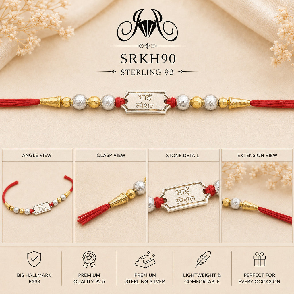 SRKH90 premium sterling silver Rakhi detail views