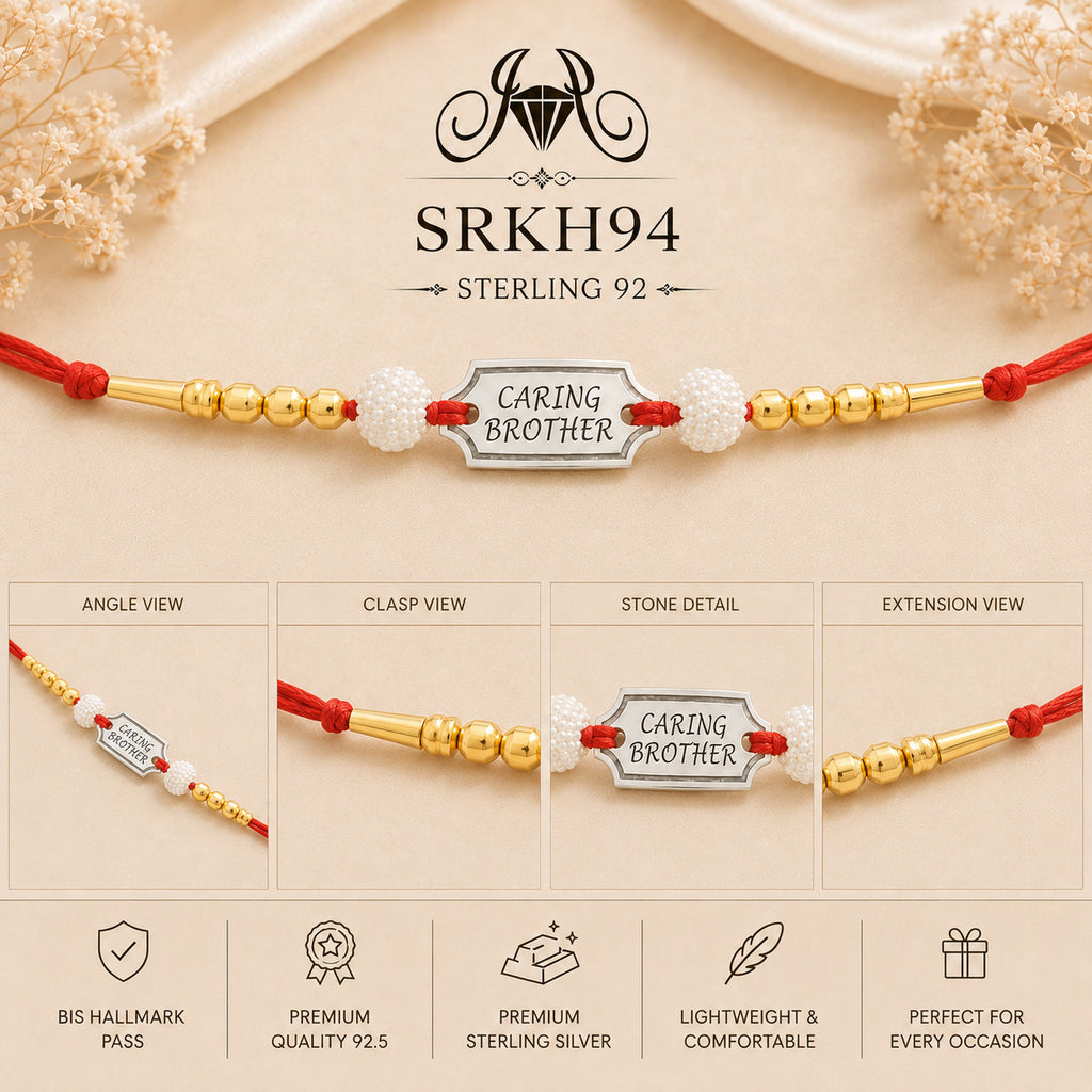 SRKH94 premium sterling silver Rakhi detail views