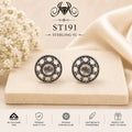 Oxidized Open Circle 925 Sterling Silver Stud Earrings ST191 portrait