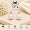Crown Pearl 925 Sterling Silver Drop Earrings ST24 portrait