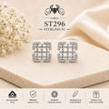 Geometric Crystal Square 925 Sterling Silver Stud Earrings – ST296 portrait