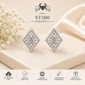 Crystal Diamond Lattice 925 Sterling Silver Stud Earrings – ST300 portrait