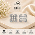 Floral Cutwork Square Crystal 925 Sterling Silver Stud Earrings – ST304 portrait
