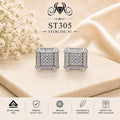 Princess-Cut Grid Square Crystal 925 Sterling Silver Stud Earrings – ST305 portrait