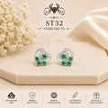 Green Peacock Swirl 925 Sterling Silver Stud Earrings ST32 portrait