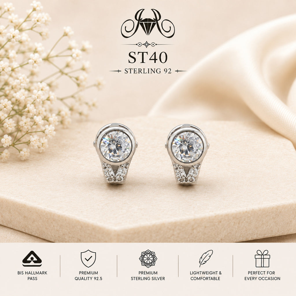 Vintage Teardrop Frame 925 Sterling Silver Stud Earrings ST40 portrait