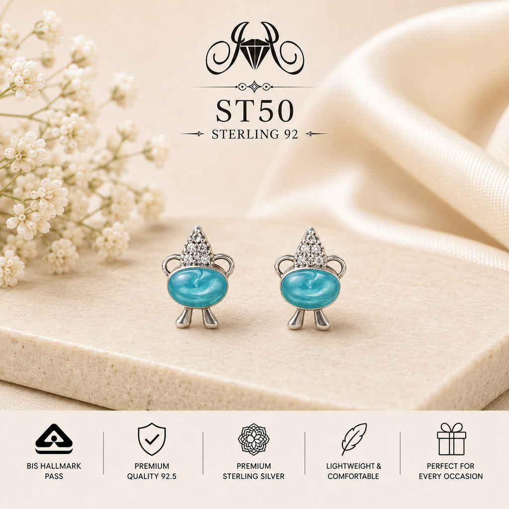 Turquoise Turtle 925 Sterling Silver Stud Earrings ST50 portrait