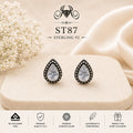 Black Teardrop Halo 925 Sterling Silver Stud Earrings ST87 portrait